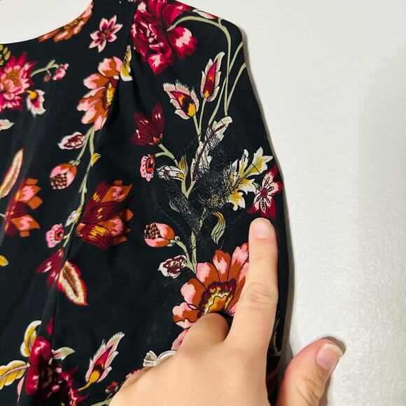 A.L.C. Annette Floral Silk Mini Long Sleeve Dress size 6 - Picture 12 of 16